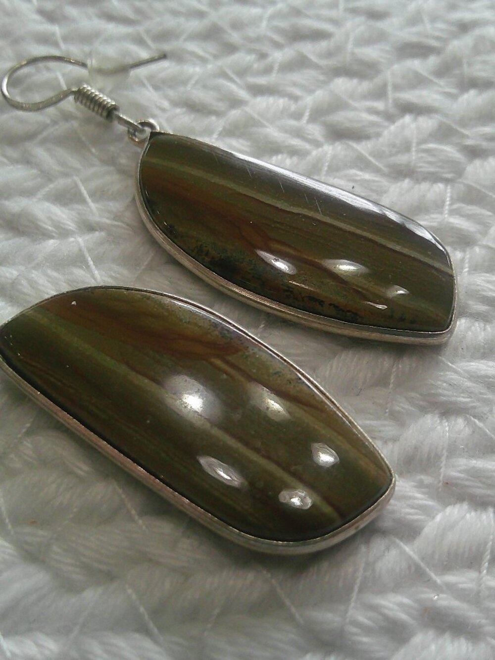 Natural JASPER Handmade Sterling 925 Dangle Earrings #321F